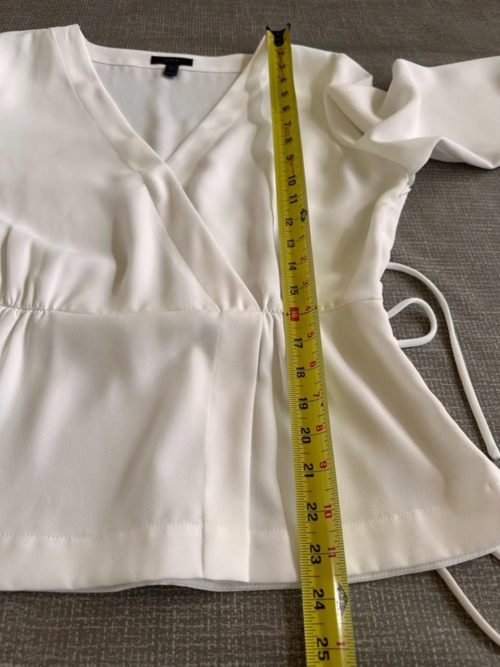 J.Crew Wrap Style Blouse Women’s Size 12 Ivory Long Sleeve Tie Waist Top